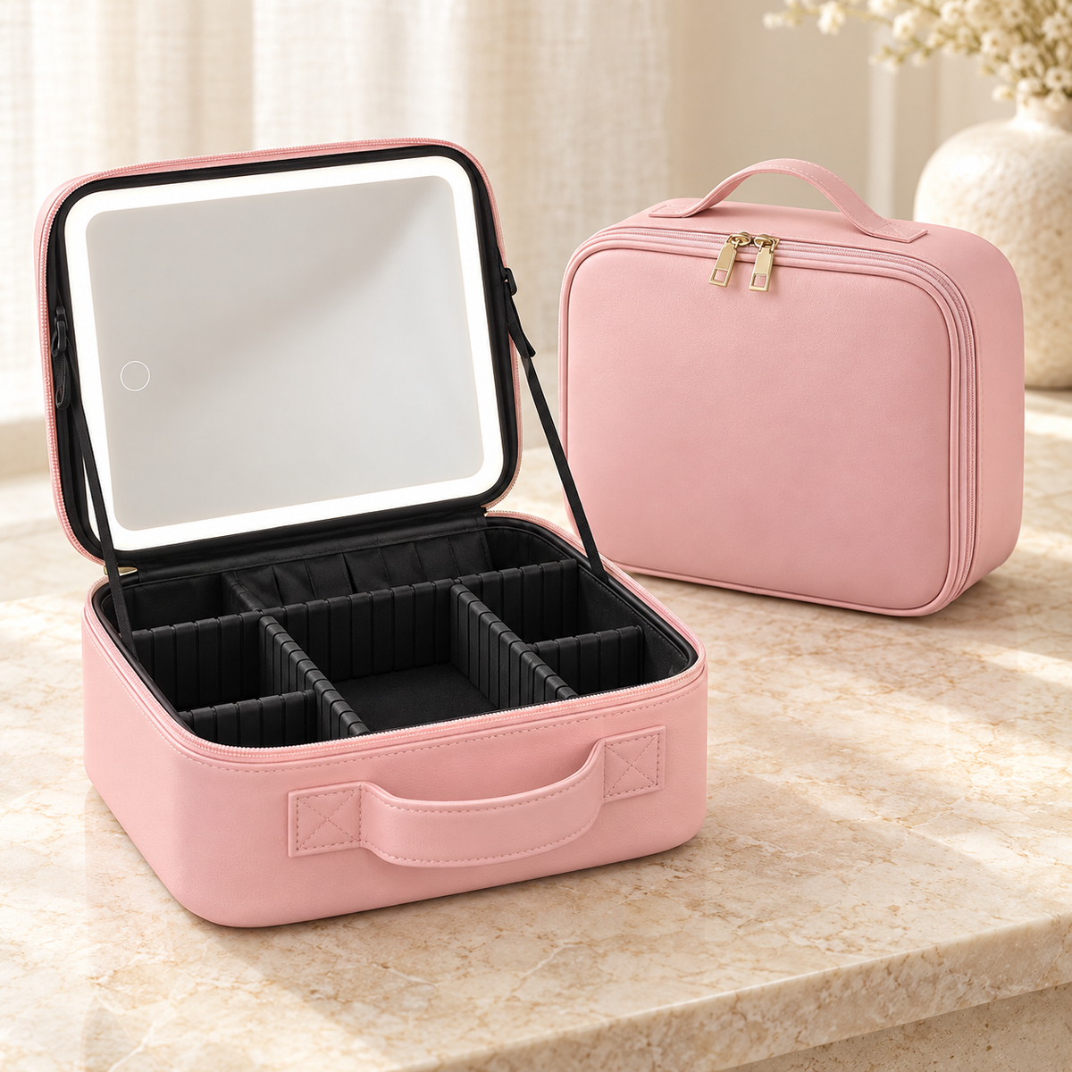LED Mirror Makeup Case – Portable Travel Vanity