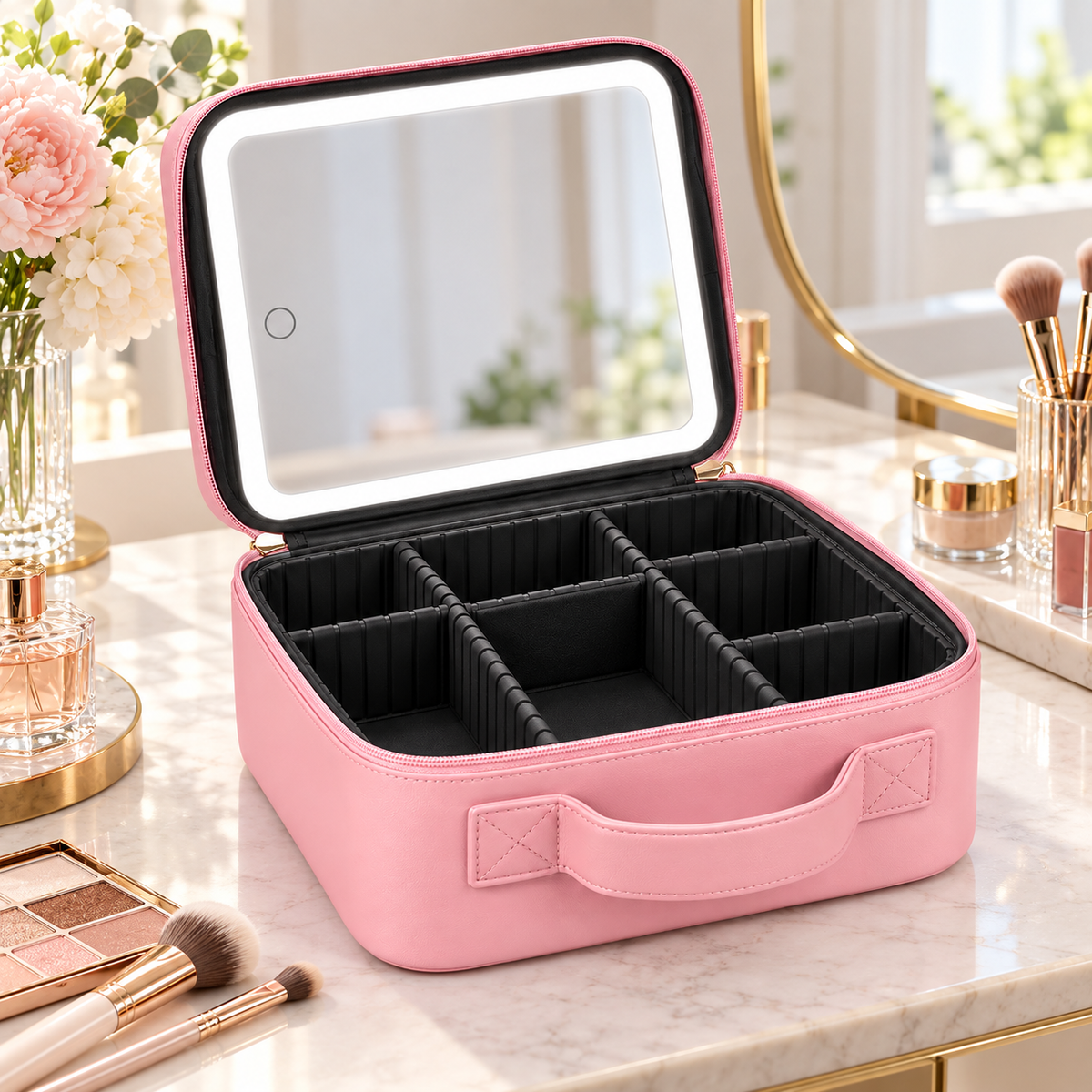 LED Mirror Makeup Case – Portable Travel Vanity